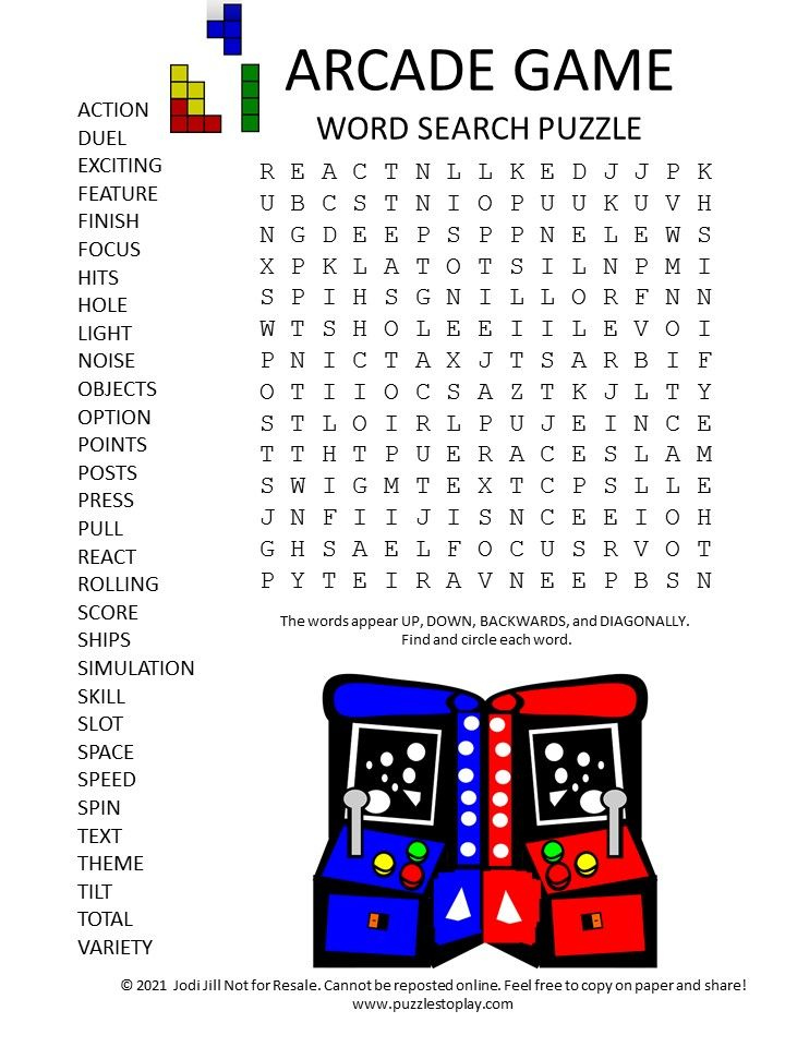 Arcade Games Word Search Puzzle In 2021 Kids Word Search Arcade 