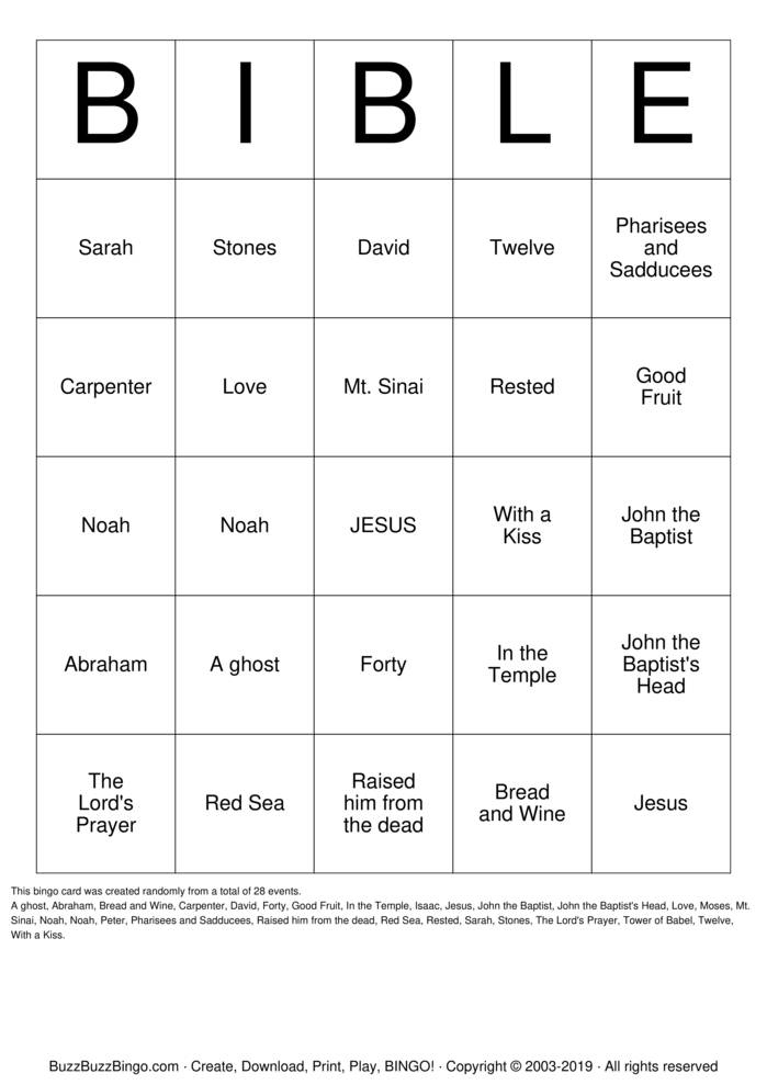 BIBLE Bingo Cards To Download Print And Customize 