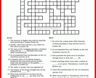 Bible Crossword Puzzle Paul 39 s Missionary Journeys BiblePuzzles