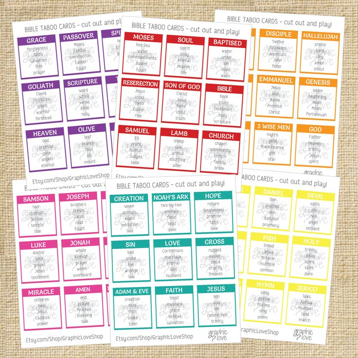 Bible Taboo Game 54 Cards PDF Instant Download Printable Taboo 