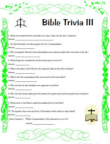 Bible Trivia II Covers Many Areas From Cover To Cover 