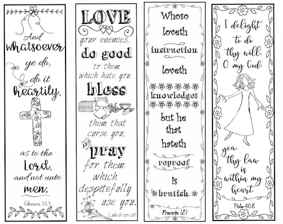 Bible Verse Bookmarks On The Christian Life B W Color Your Own
