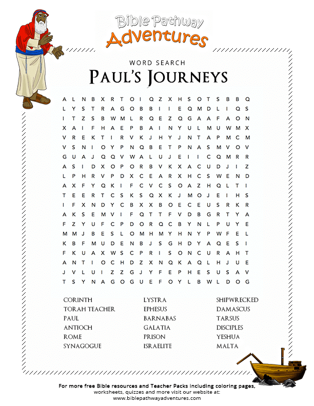 Bible Word Search Paul 39 s Journeys Free Download