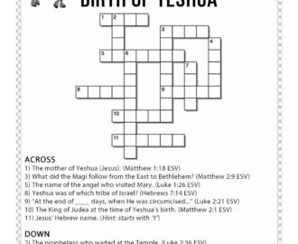 Birth Of Yeshua Jesus Crossword Puzzle For Kids FREE Download