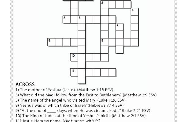Birth Of Yeshua Jesus Crossword Puzzle For Kids FREE Download