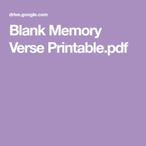 Blank Memory Verse Printable pdf Memory Verse Verse Memories