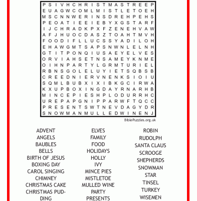 Christmas Bible Wordsearch Puzzle BiblePuzzles