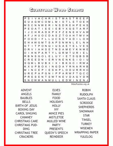 Christmas Bible Wordsearch Puzzle BiblePuzzles