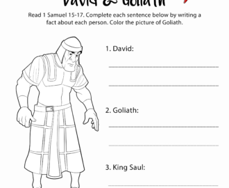 David And Goliath Free Bible Worksheet And Coloring Page Printable