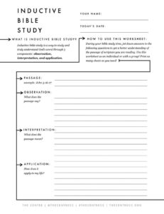 Free Inductive Bible Study Sheet Bible Study Worksheet Inductive