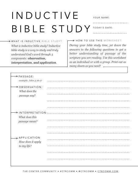 Free Inductive Bible Study Sheet For All Ages Bible Study Tools 