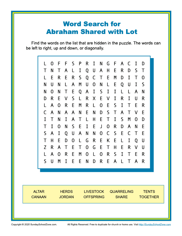 Free Printable Abraham Bible Activities On Sunday School Zone