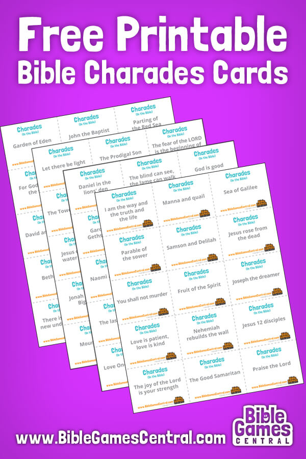 Free Printable Bible Charades Cards Bible Games Central