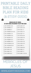FREE Printable Miracles Of Jesus Daily Bible Reading Plan For Kids