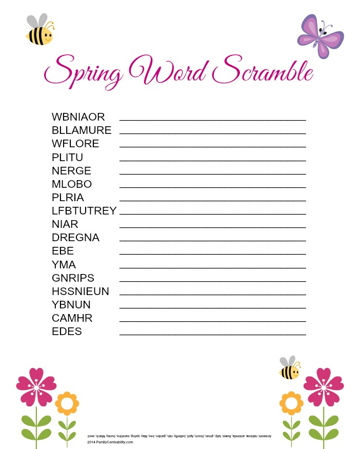 Free Printable Spring Word Scramble For Kids Free Homeschool Deals
