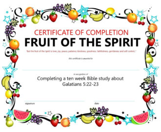 Fruit Of The Spirit Vacation Bible School School Certificates
