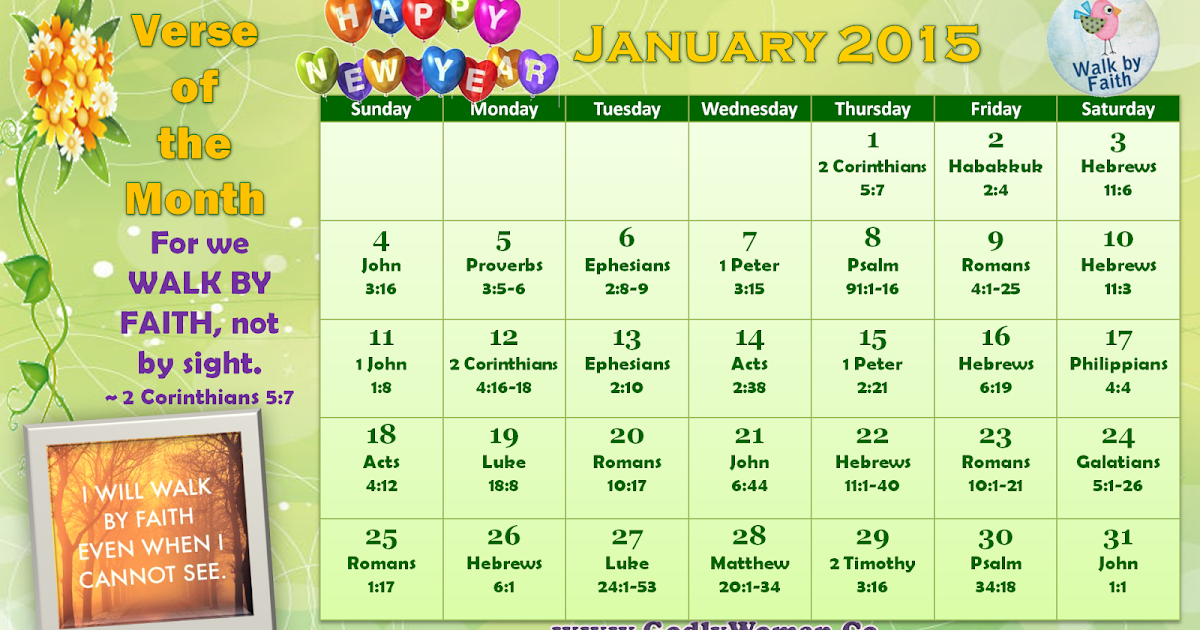 Godly Woman Daily Calendar January 2015 Printable Version