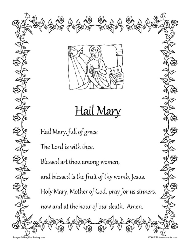 Hail Mary Printable Prayer Sheet In B W That Resource Site