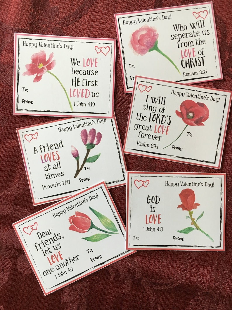 Kids Valentines Card Bible Verse Valentine Cards Printable Etsy