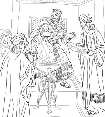 King Jehoiakim Burns Jeremiah 39 s Scroll Coloring Page Free Printable