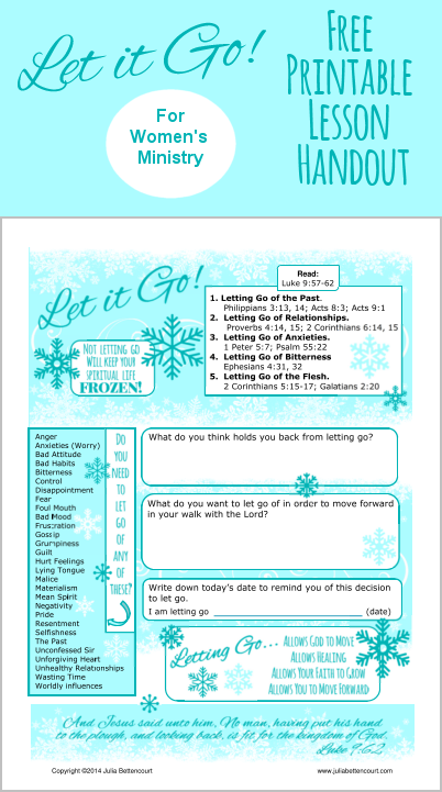 Let It Go Lesson Printable Creative Ladies Ministry Christian Women 