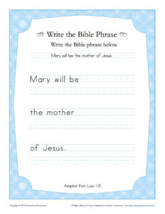 Luke 1 31 Write The Bible Phrase Worksheet Children 39 s Bible