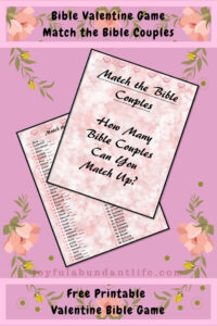 Match The Bible Couples Free Printable Valentine Game Valentines