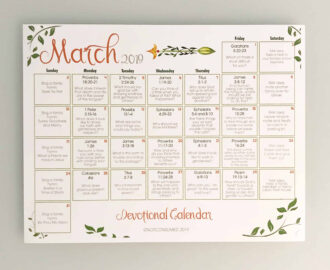 Monthly Devotional Calendar Printable