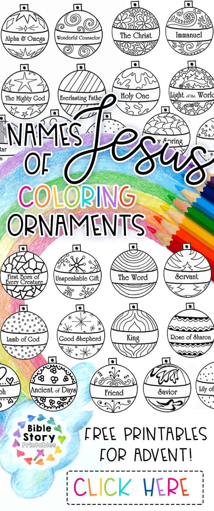 Names Of Jesus Advent Ornaments Bible Story Printables