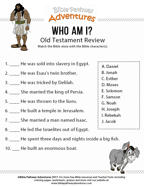 Old Testament Review Worksheet Bible Study Lessons Bible Lessons For 