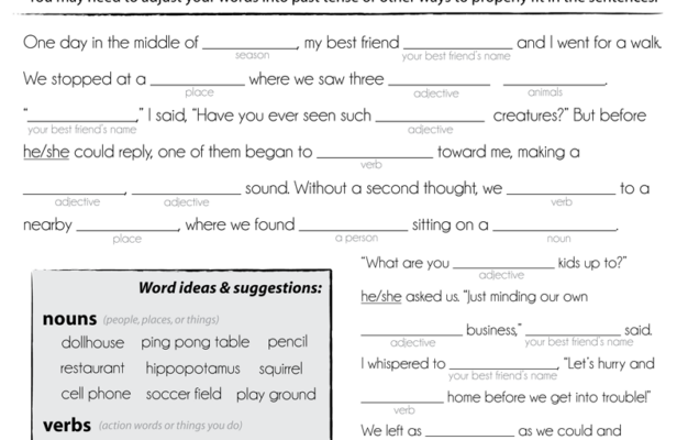 Pin By Brook Garnica On Free Printables Mad Libs Writing Activities