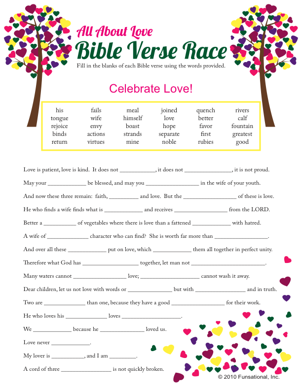 Printable All About Love Bible Verse Race Sunday School Lessons 