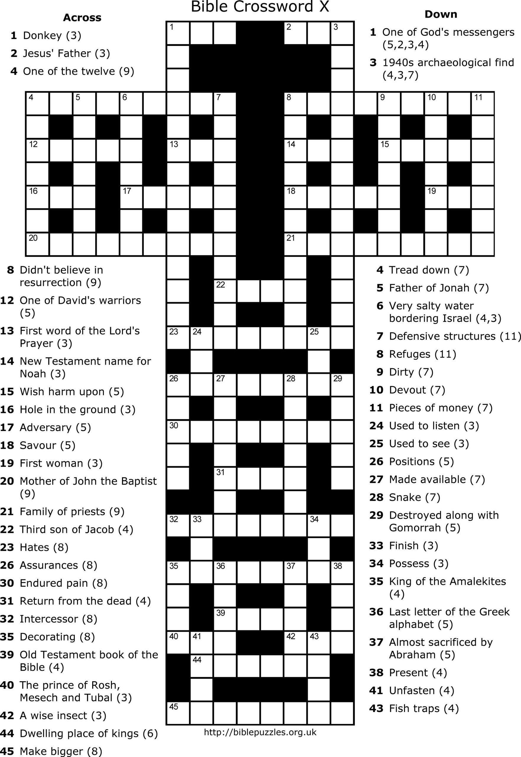 Printable Biblical Puzzles Printable Crossword Puzzles