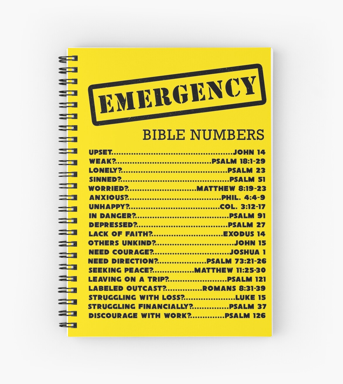  quot Emergency Bible Numbers quot Spiral Notebooks By JW ARTS CRAFTS Redbubble