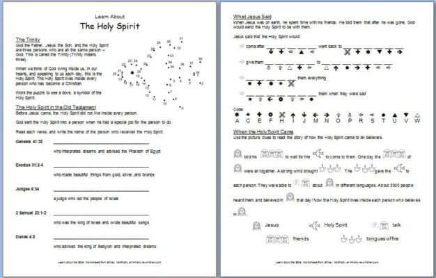 quot The Holy Spirit quot Free Bible Worksheet About The Trinity