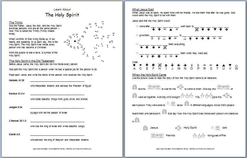  quot The Holy Spirit quot Free Bible Worksheet About The Trinity