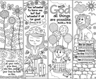 Set Of 8 Cute Bible Coloring Bookmarks Marker Doodles With Etsy