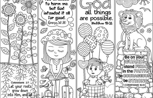 Set Of 8 Cute Bible Coloring Bookmarks Marker Doodles With Etsy