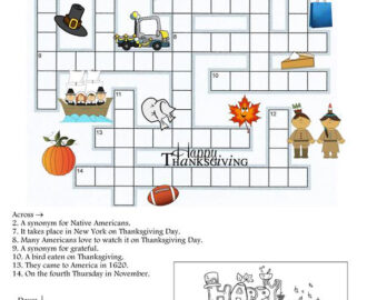 Thanksgiving Crossword Puzzle Best Coloring Pages For Kids