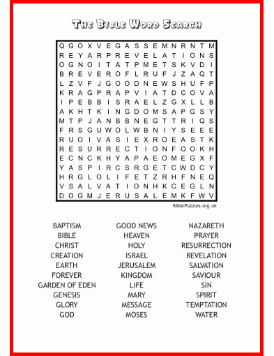 The Bible Bible Wordsearch Puzzle BiblePuzzles