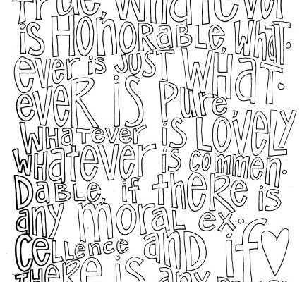 Think On These Things Philippians 4 8 Coloring Page Bible Verse