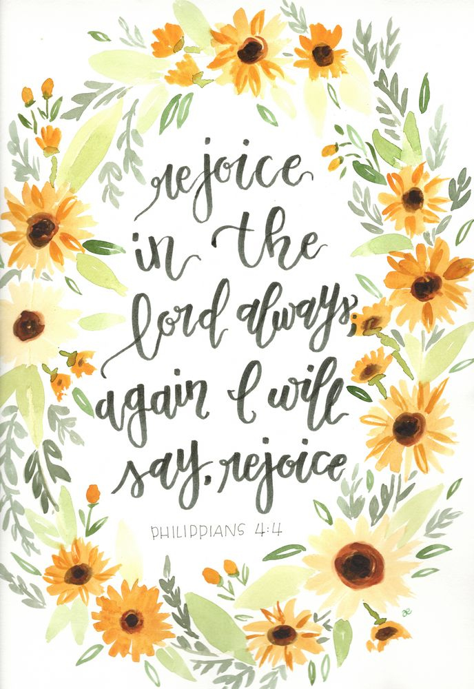 Watercolor Sunflowers Bible Verse Rejoice In The Lord Always Mini 