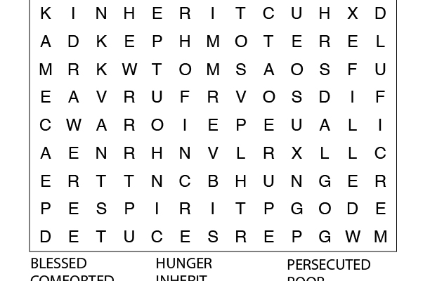 Word Search Puzzle Matthew 5 1 12 Large Print Word Search R US