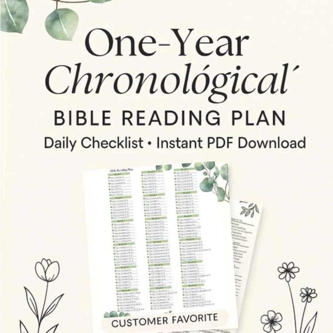 1 year Chronological Bible Reading Plan Daily Christian Printable Floral Minimalist Checklist PDF Download BONUS Tracker Notes Page Etsy