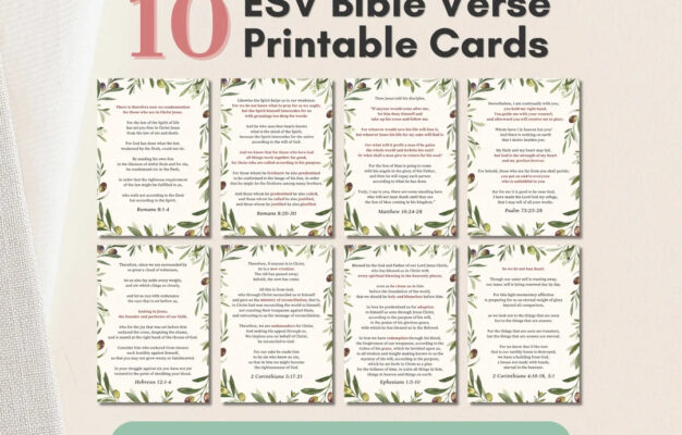 10 ESV Bible Verse Cards Printable Olive Watercolor Scripture Memory Cards Christian Greeting Card Encouraging Verse Scripture Wall Art Etsy