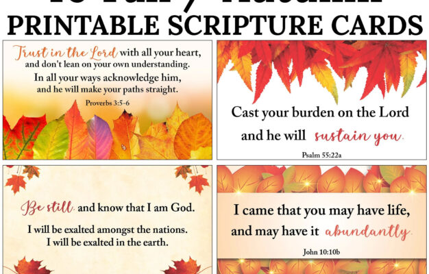 10 Fall Autumn Printable Scripture Cards C1 INSTANT DOWNLOAD Fall Autumn Leaf Illustration Bible Verses Printable Mini Card Art Set Of 10 Etsy
