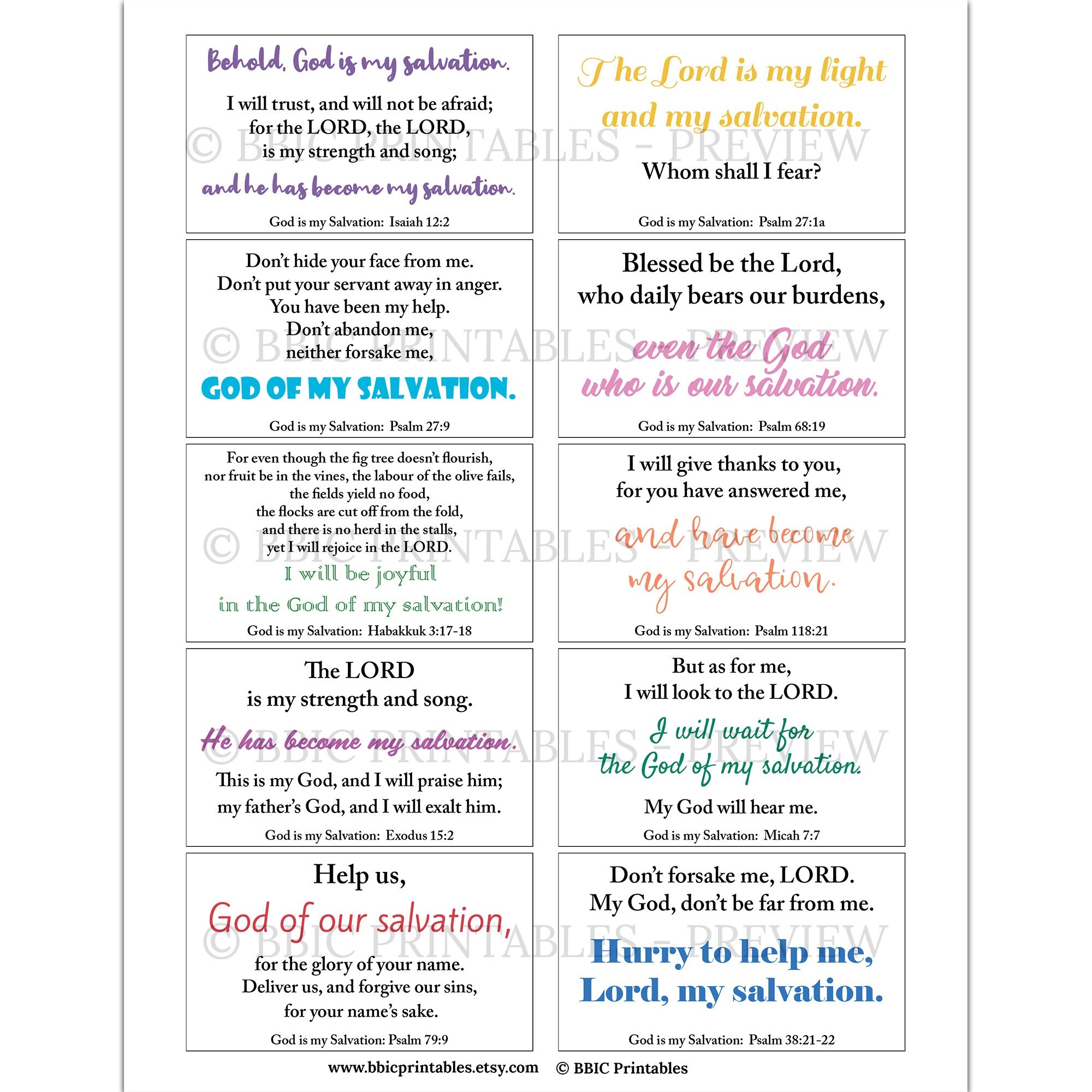 10 God Is My Salvation Printable Scripture Cards C1 INSTANT DOWNLOAD God Saves Me Salvation In Christ Bible Verses Who God Is To Me JPG Etsy