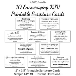 10 KJV Encouraging Printable Scripture Cards C1 Instant DOWNLOAD Worksheets Library