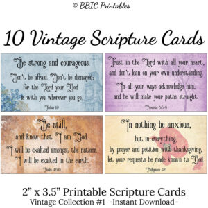 10 Vintage Printable Scripture Cards collection 1 INSTANT DOWNLOAD Popular Well Known Vintage Bible Verse Card Printable Mini Art Etsy
