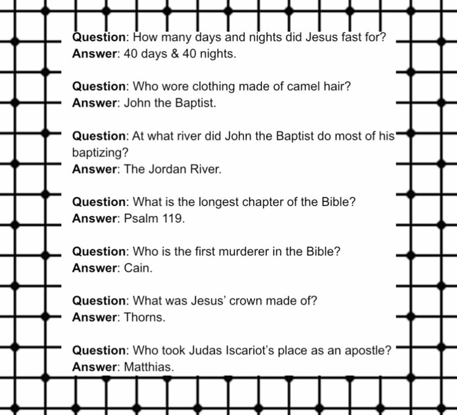 100 Bible Trivia Questions And Answers Plus Printables Our Blog M 89114